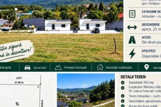 Teren de vânzare Râmnicu Vâlcea – Cetățuia: 501 mp, rezidențial, acces drum